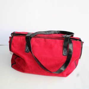 Faux Suede Makeup Bag Red
